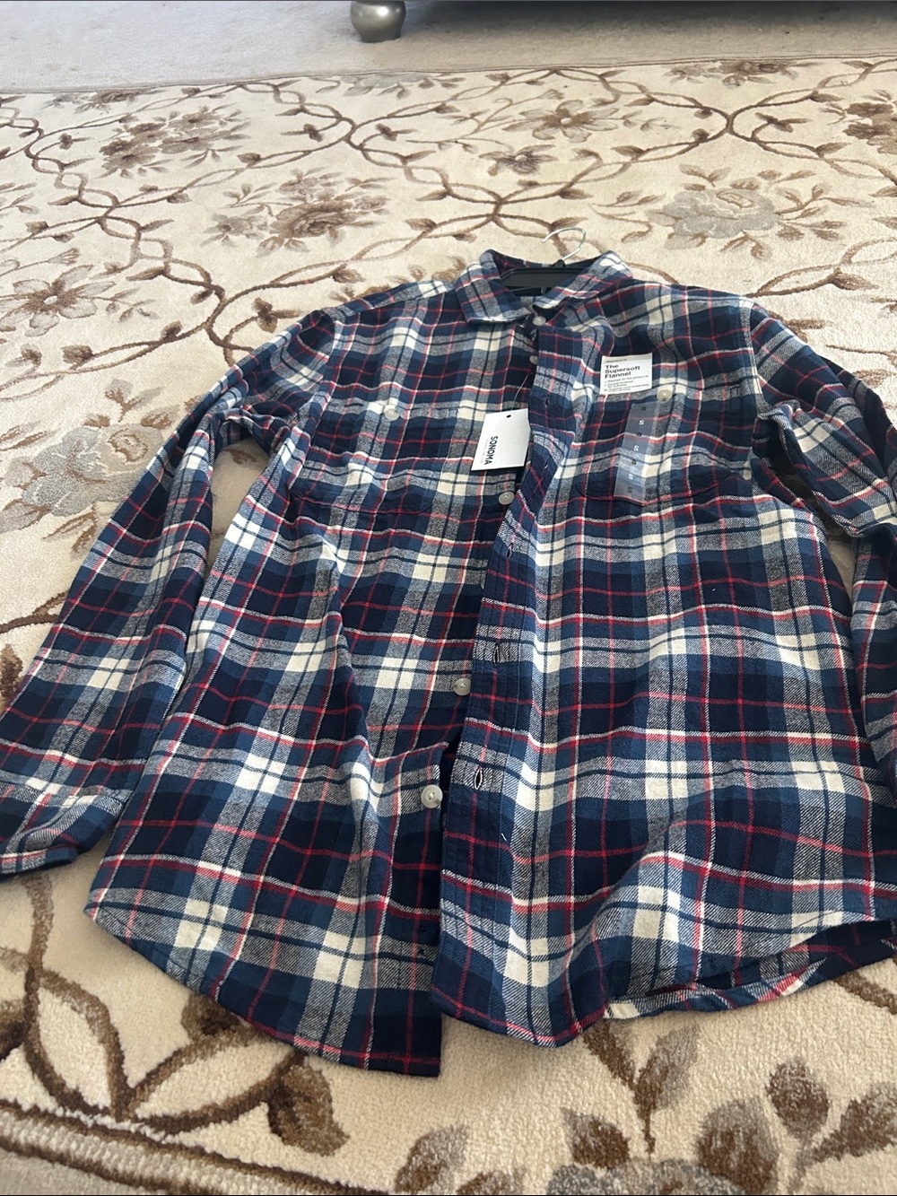 Sonoma Navy, White & Red Plaid Button-Down Shirt